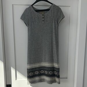 Ruff Hewn Gray Knit Dress with Patterned Hem